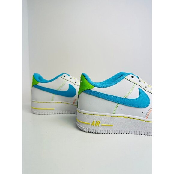 6Y | FITS 7.5 WOMEN'S NIKE AIR FORCE ONE AF1 WHITE BLUE SNEAKERS FJ4614-100 - Picture 5 of 8